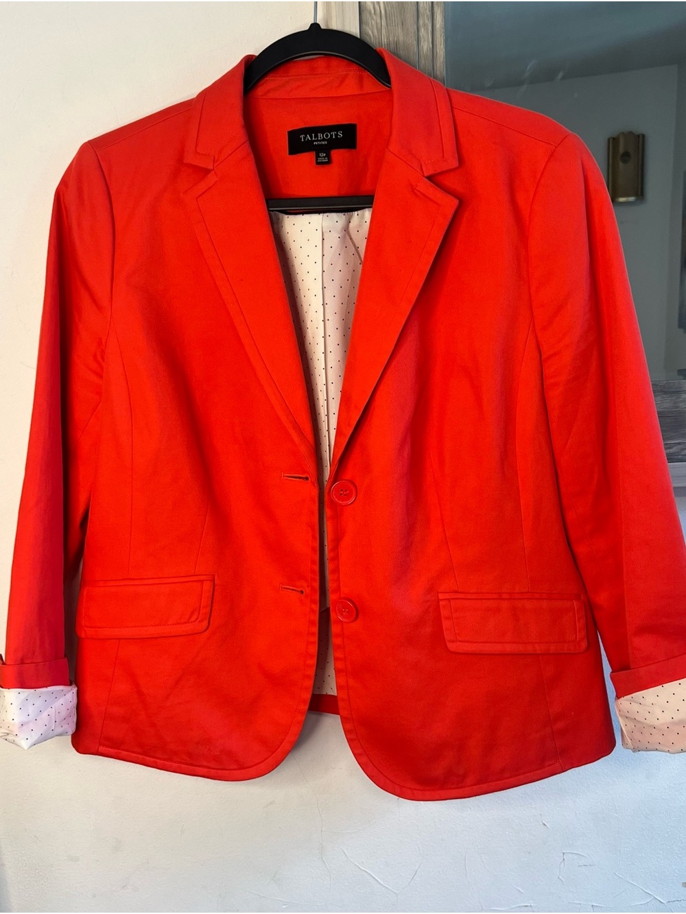 Talbots Bright Red Women's Blazer with Polka Dot Lining